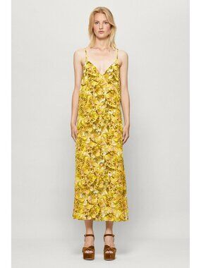🆕BAUM UND PFERDGARTEN Abiella Spaghetti Strap Maxi Dress Yellow EU 38, US 8